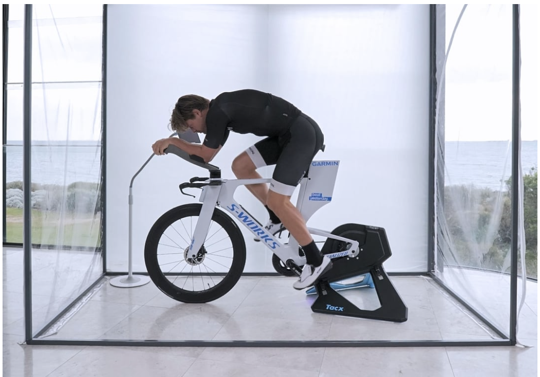 A Box Altitude altitude training tent set up in a home